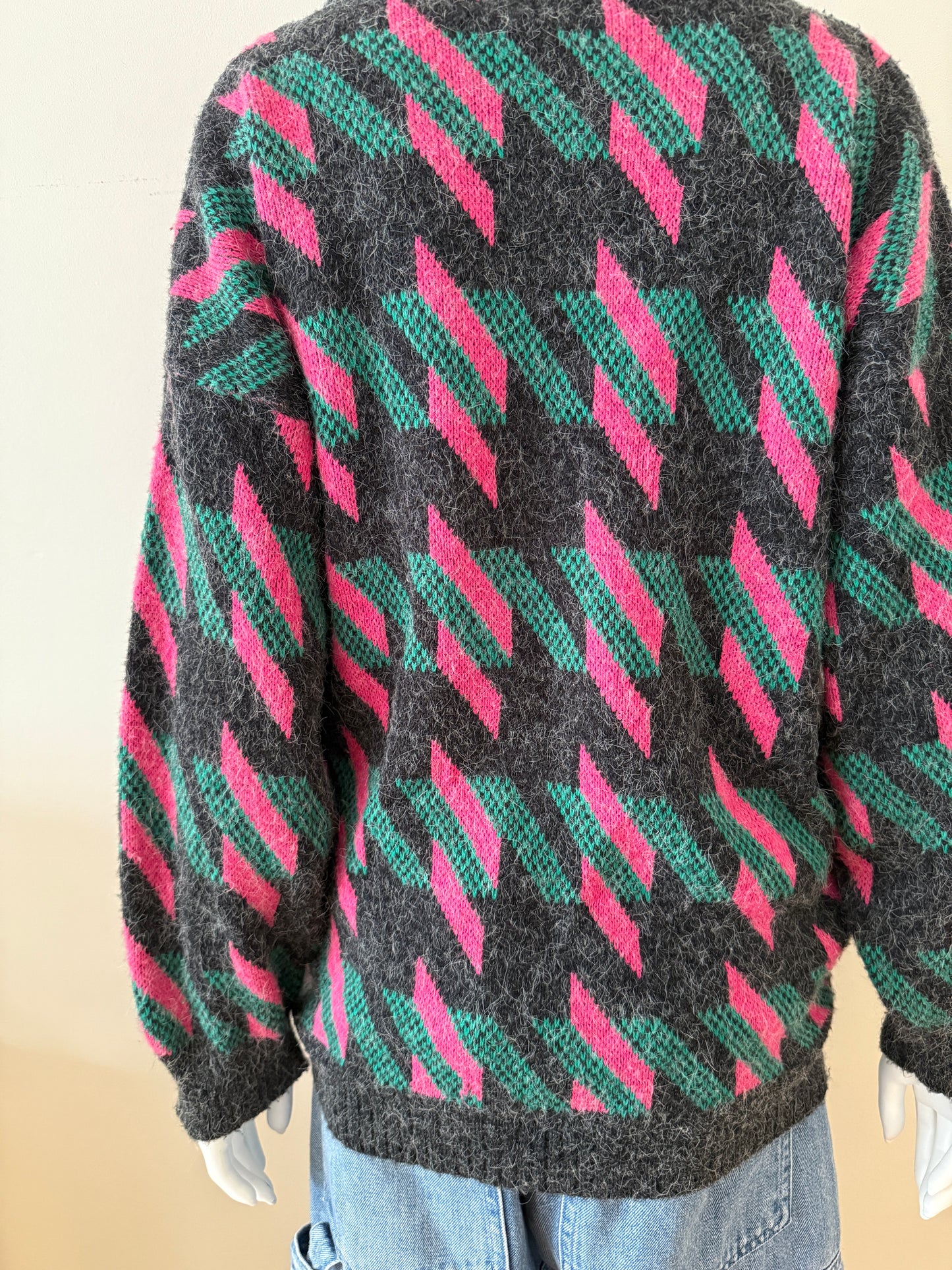 Vintage green and pink cardigan