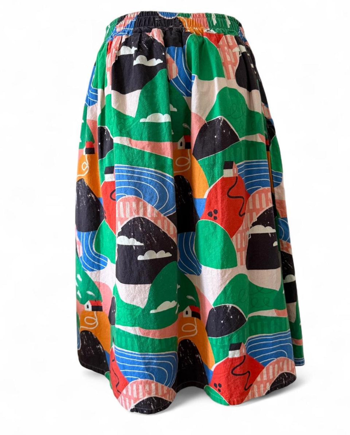 Colourful cotton midi skirt