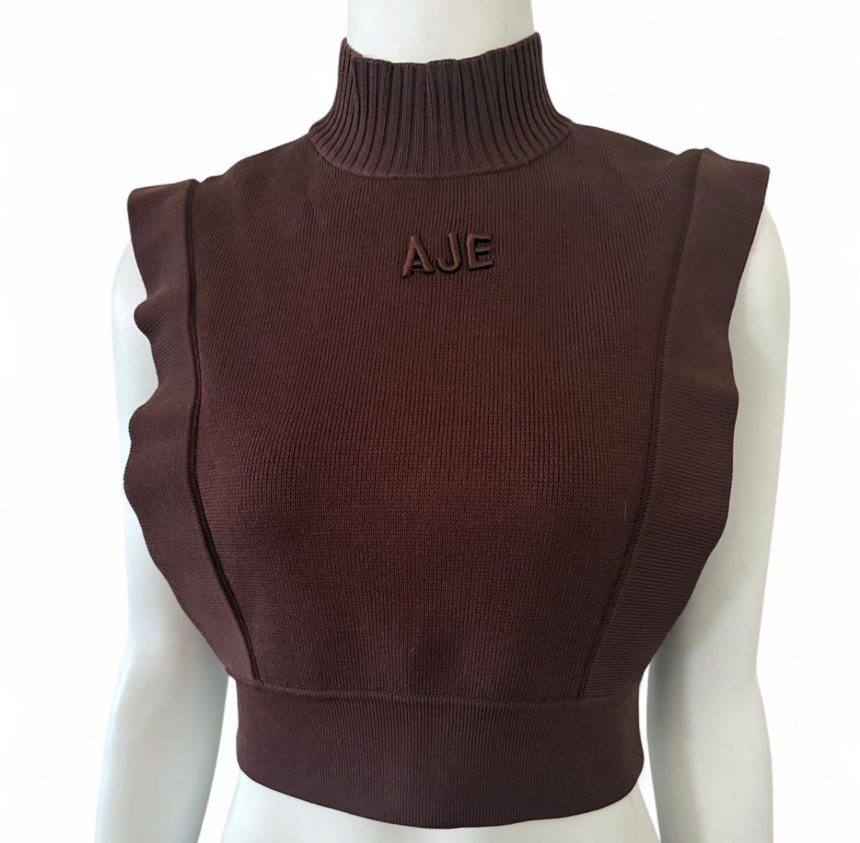 Aje crop brown knit