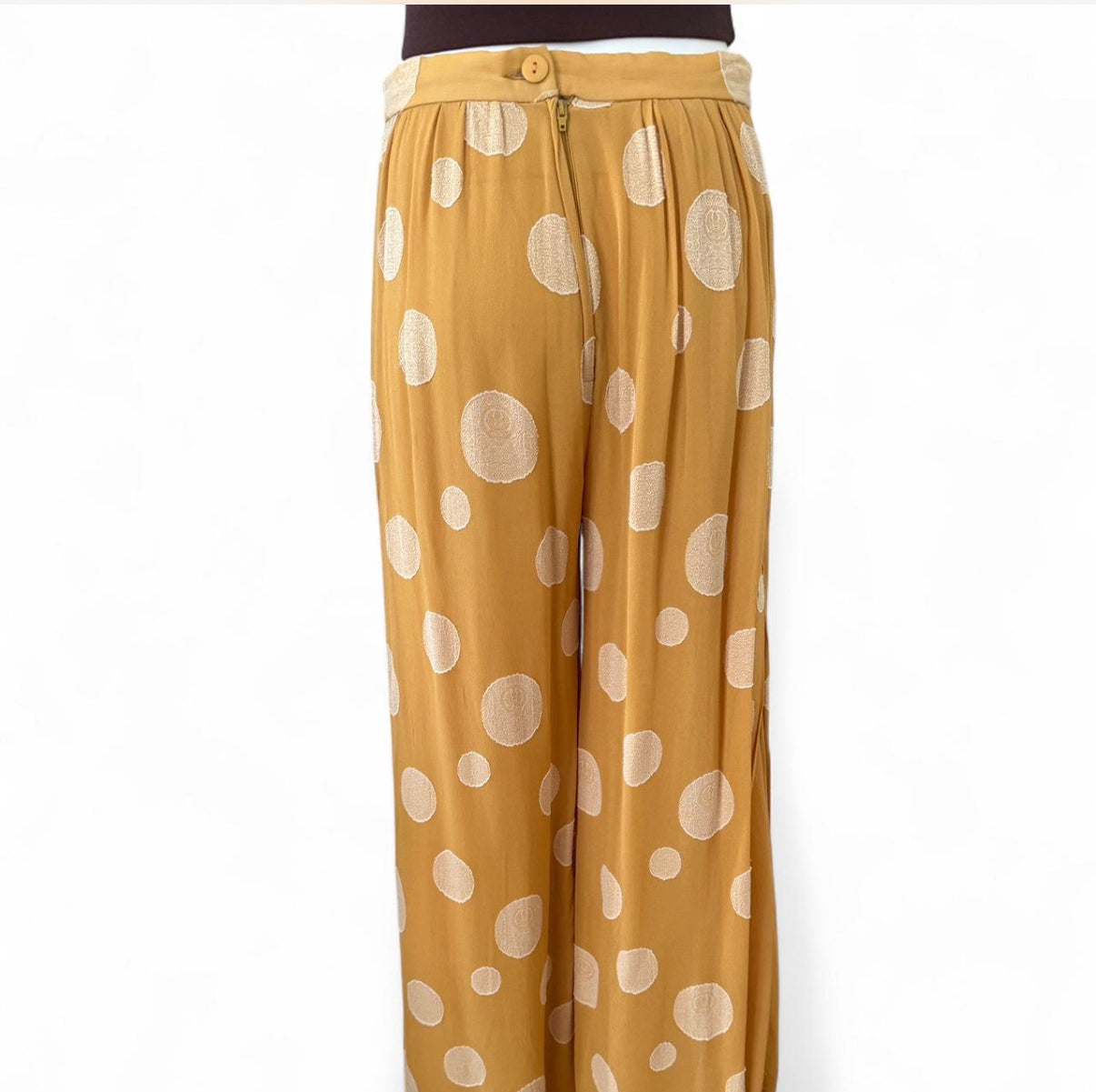 Vintage silk x rayon mustard wide leg pants