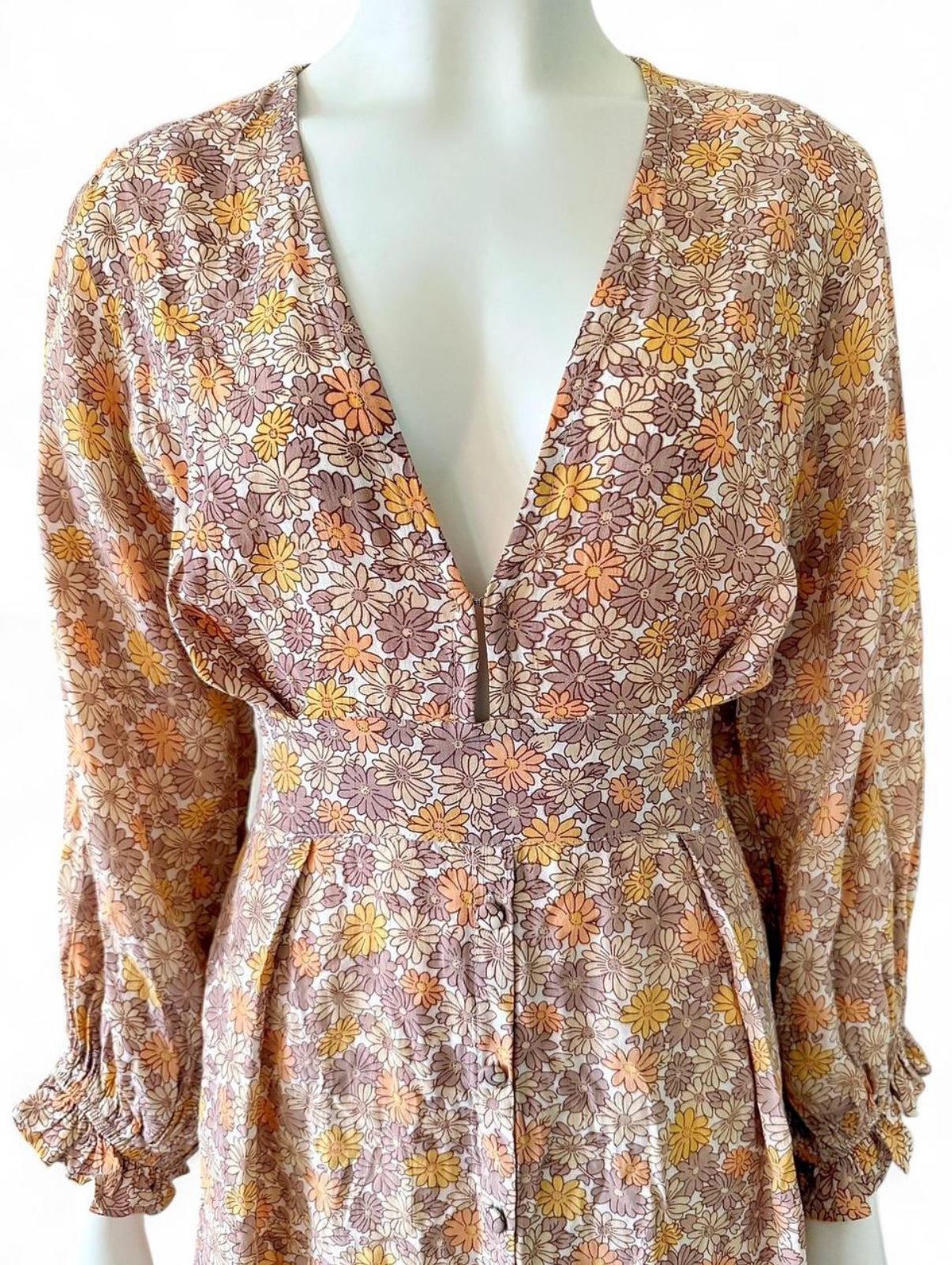 Floral tie waist dress