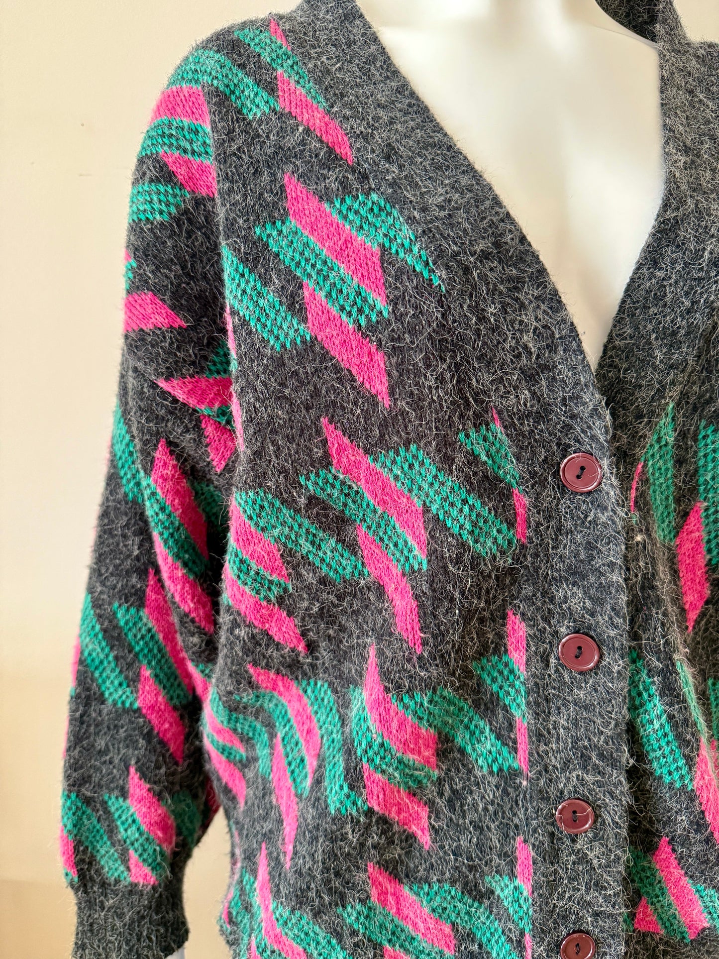 Vintage green and pink cardigan