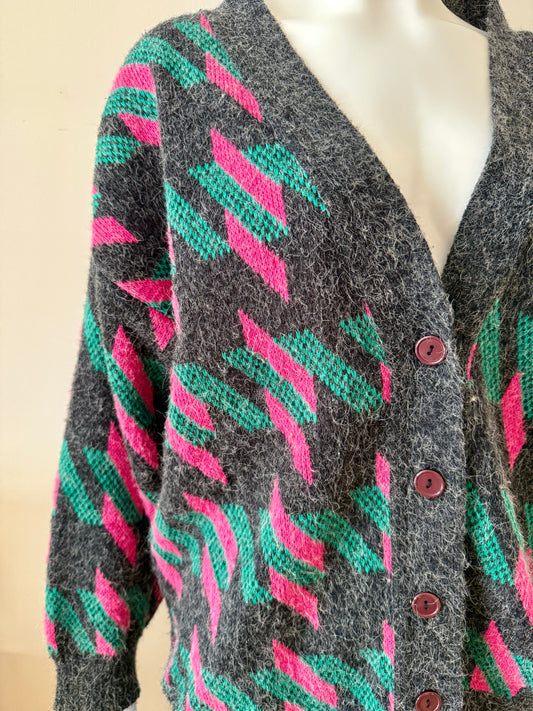 Vintage green and pink cardigan