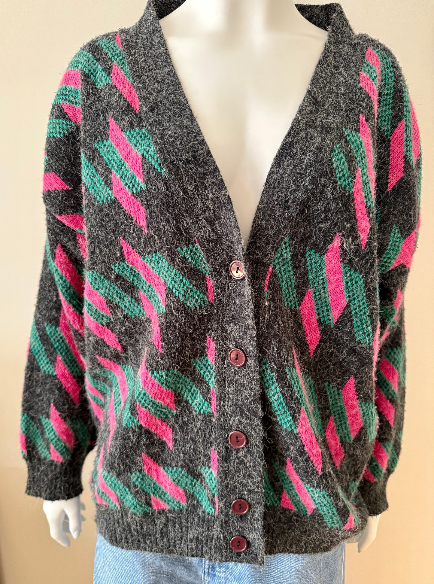 Vintage green and pink cardigan