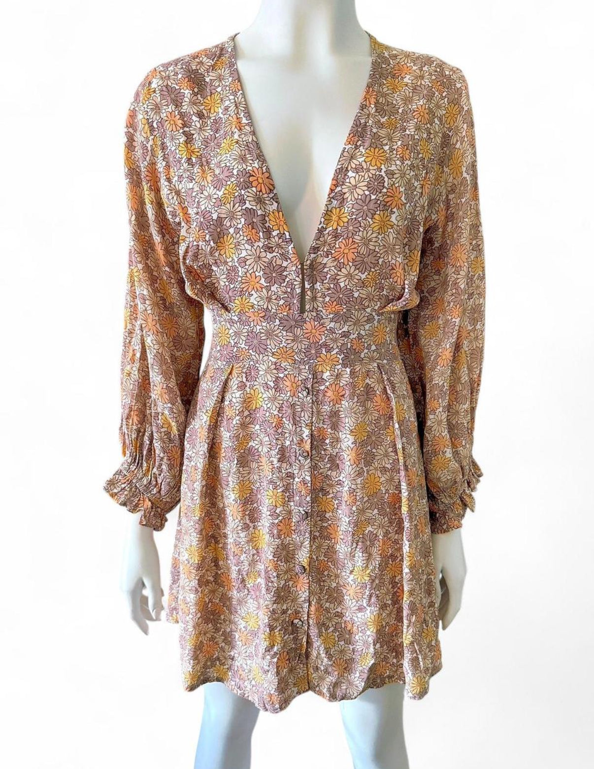 Floral tie waist dress