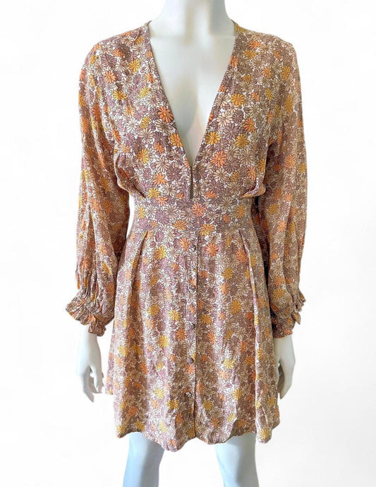 Floral tie waist dress