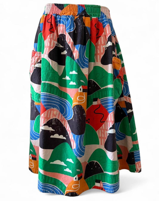 Colourful cotton midi skirt