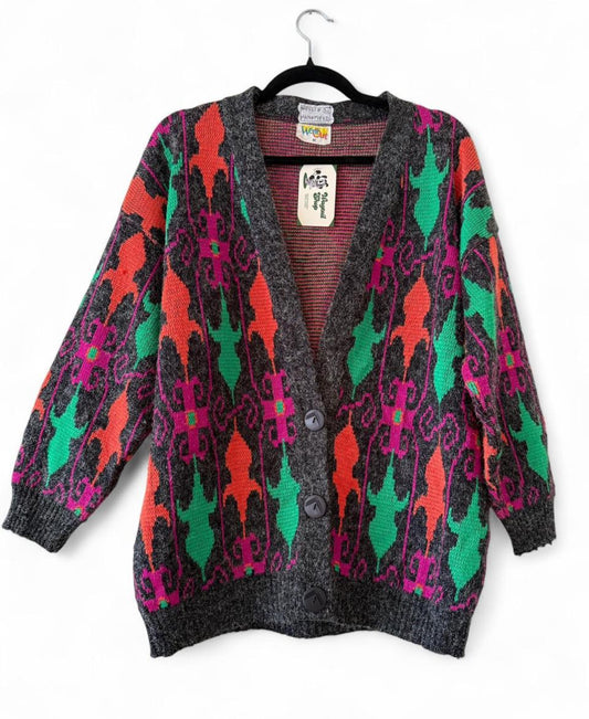 Vintage colourful 1980s cardigan