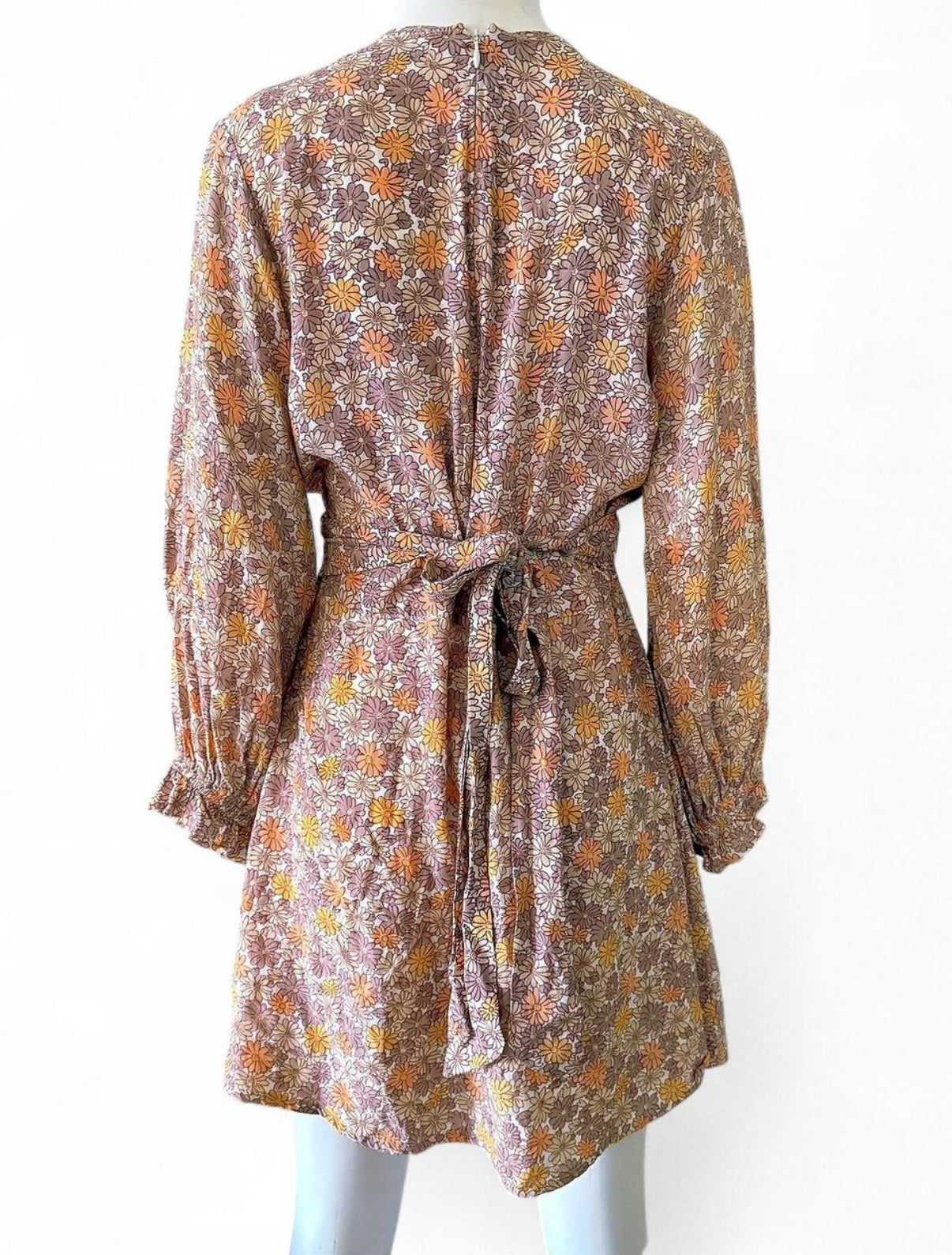 Floral tie waist dress