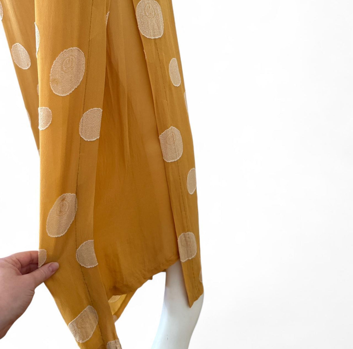 Vintage silk x rayon mustard wide leg pants