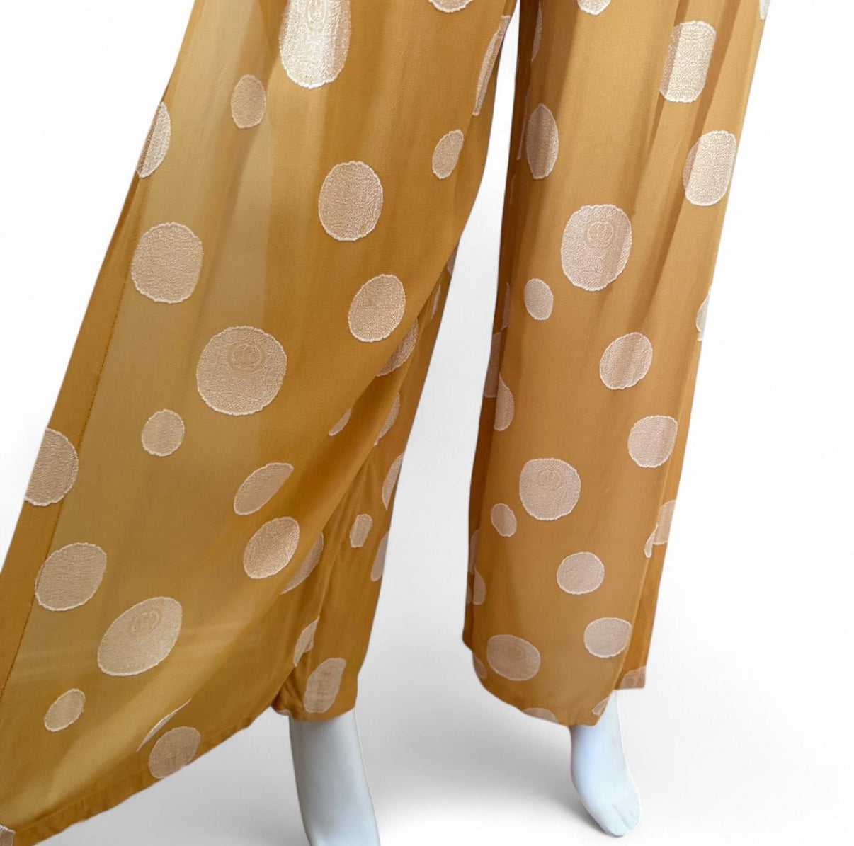 Vintage silk x rayon mustard wide leg pants