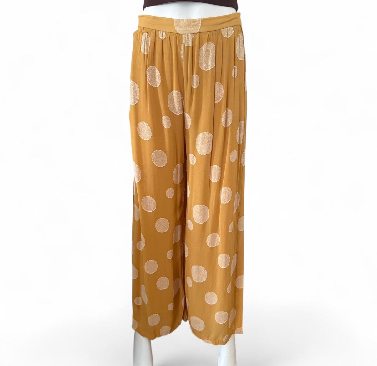 Vintage silk x rayon mustard wide leg pants