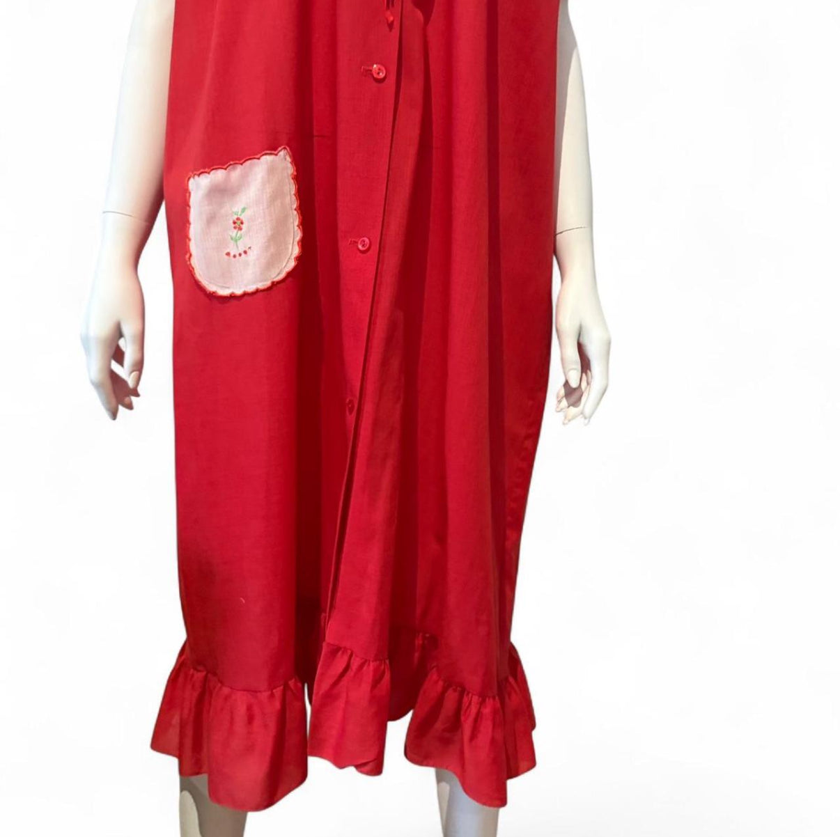 Vintage red floral embroidered nightie