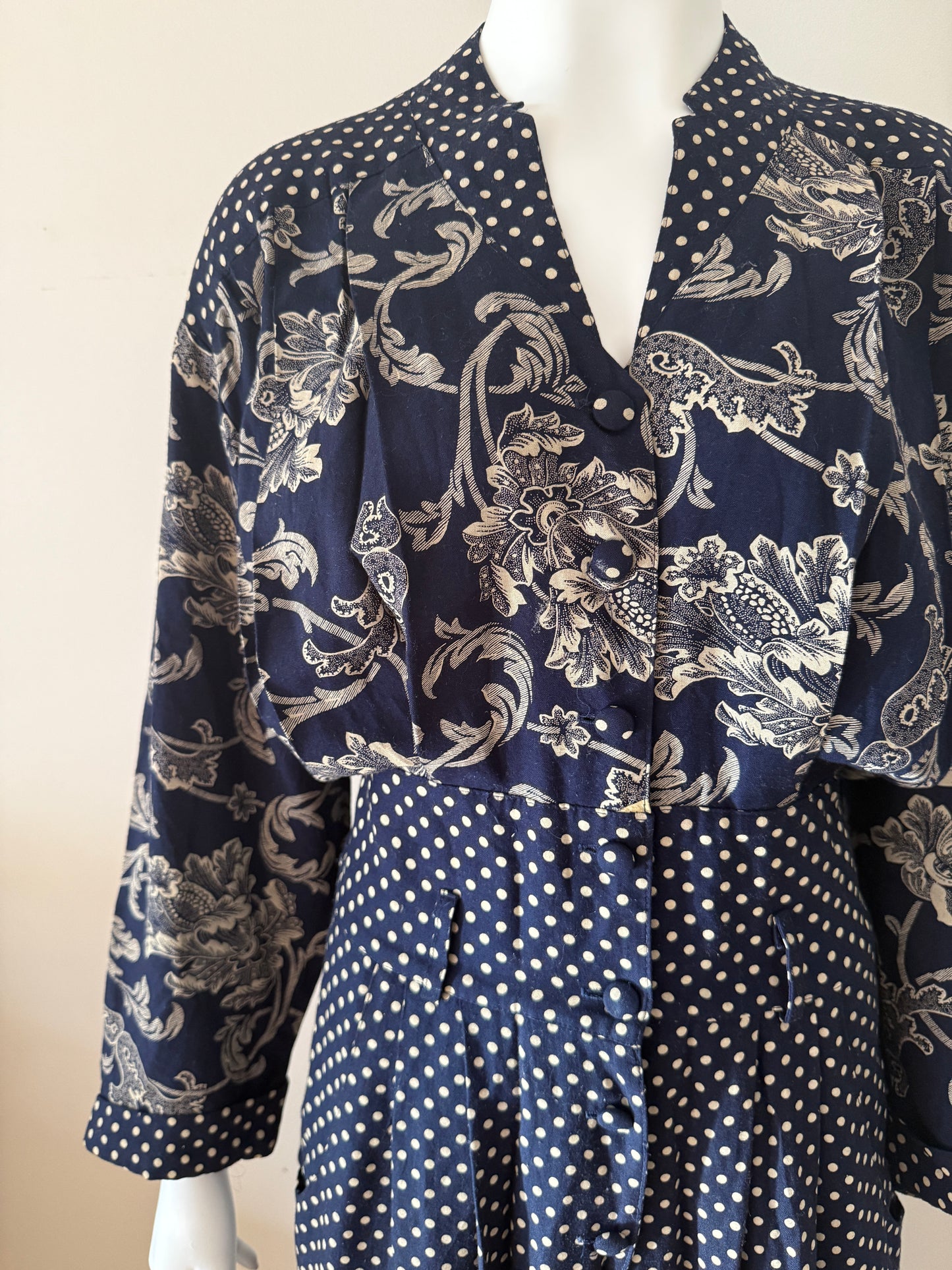 1980s paisley polkadot jumpsuit