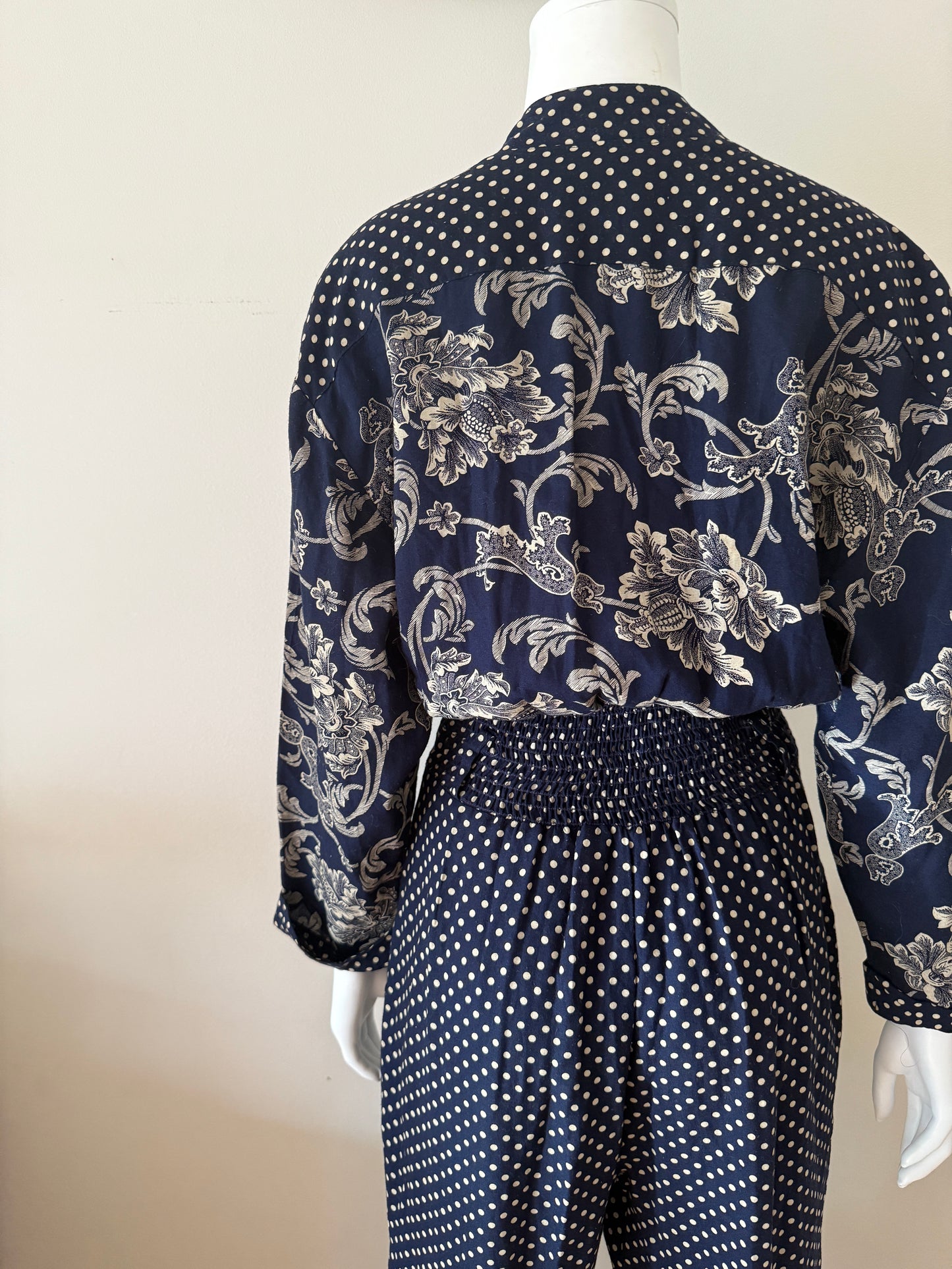 1980s paisley polkadot jumpsuit