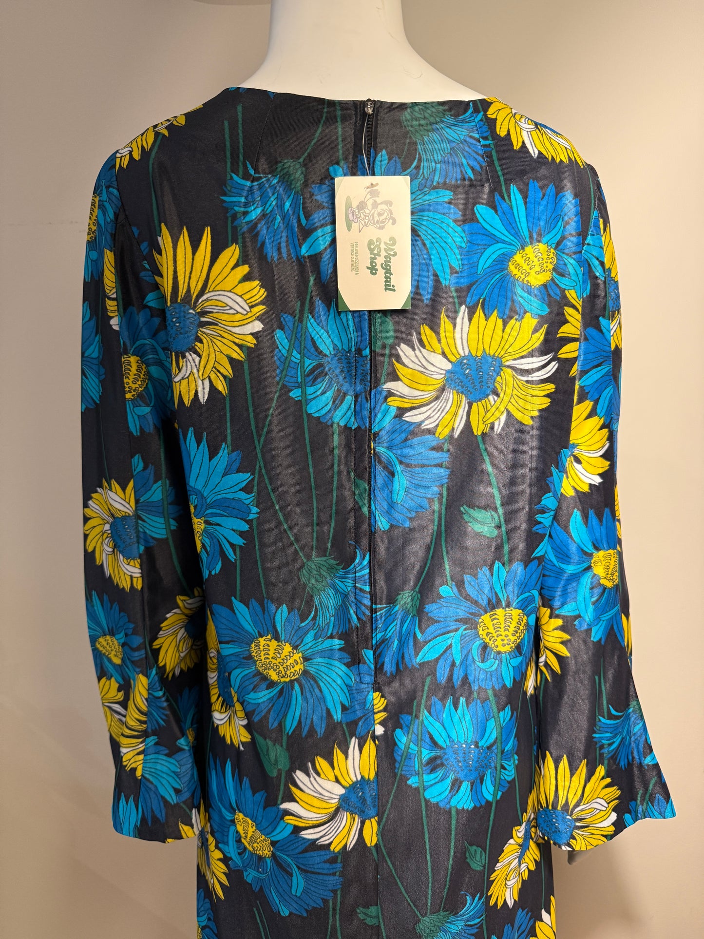 Vintage 1970s floral flared sleeve maxi dress